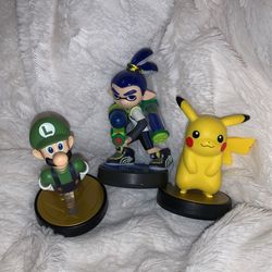 Lot Of 3 Amiibo Luigi Pokémon Splatoon Figures 