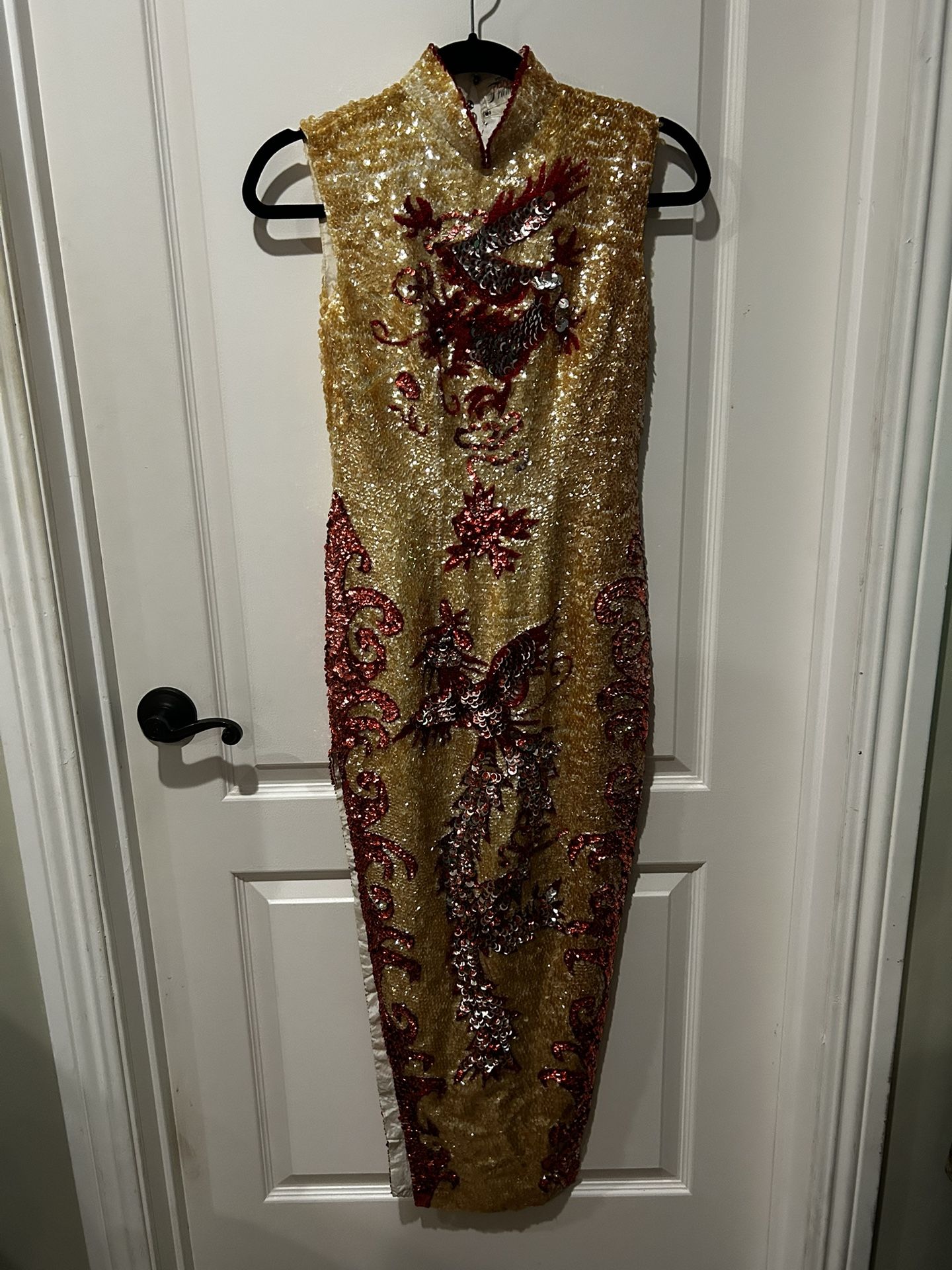 Halloween Costume Yellow long Dress With Dragon size 3
