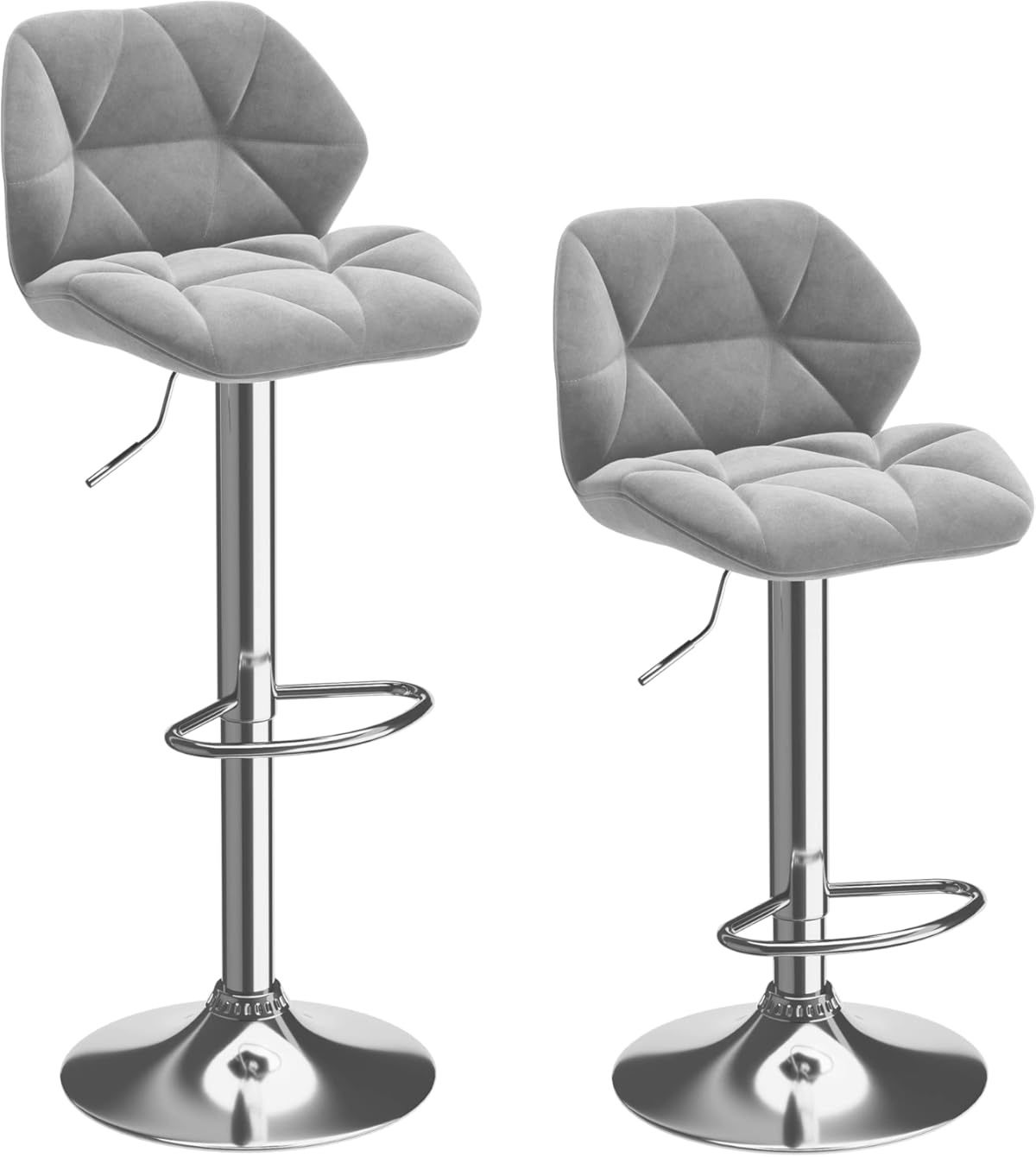 Cozy Castle Bar Stools Set of 2,Adjustable Bar Stool,Upholstered Swivel Bar Stool Chairs,Modern Counter Height Bar Stool with Back for Kitchen Island,
