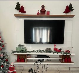 Manhattan Comfort Utopia Floating Entertainment Center w/ TV Mount & LED Lights – $300 OBO