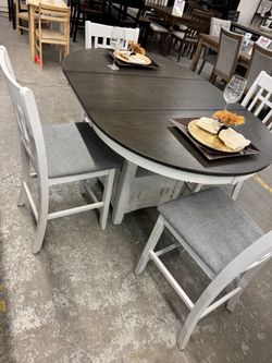 Counter Height, Table With Leaf  & 4 Chairs
