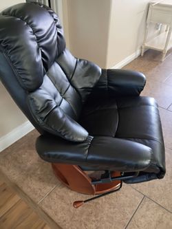 Black Leather Swivel Recliner Chair