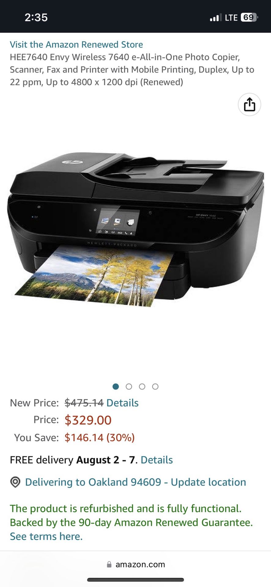 HP Wireless Printer, Fax, Copier 