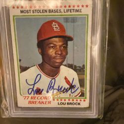 Lou Brock Tops Cards Autographed 