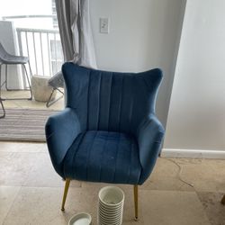 Modern blue suede Armchair 