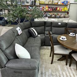 Gilman Creek Zakary Grey Fabric Power Reclining Sectional