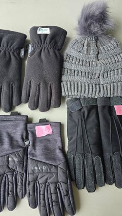 Gloves and Knit Beanie Bundle