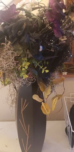 BIG HEAVY HALLOWEEN VASE OF FLOWERS BOUGHT AT MICHAELS