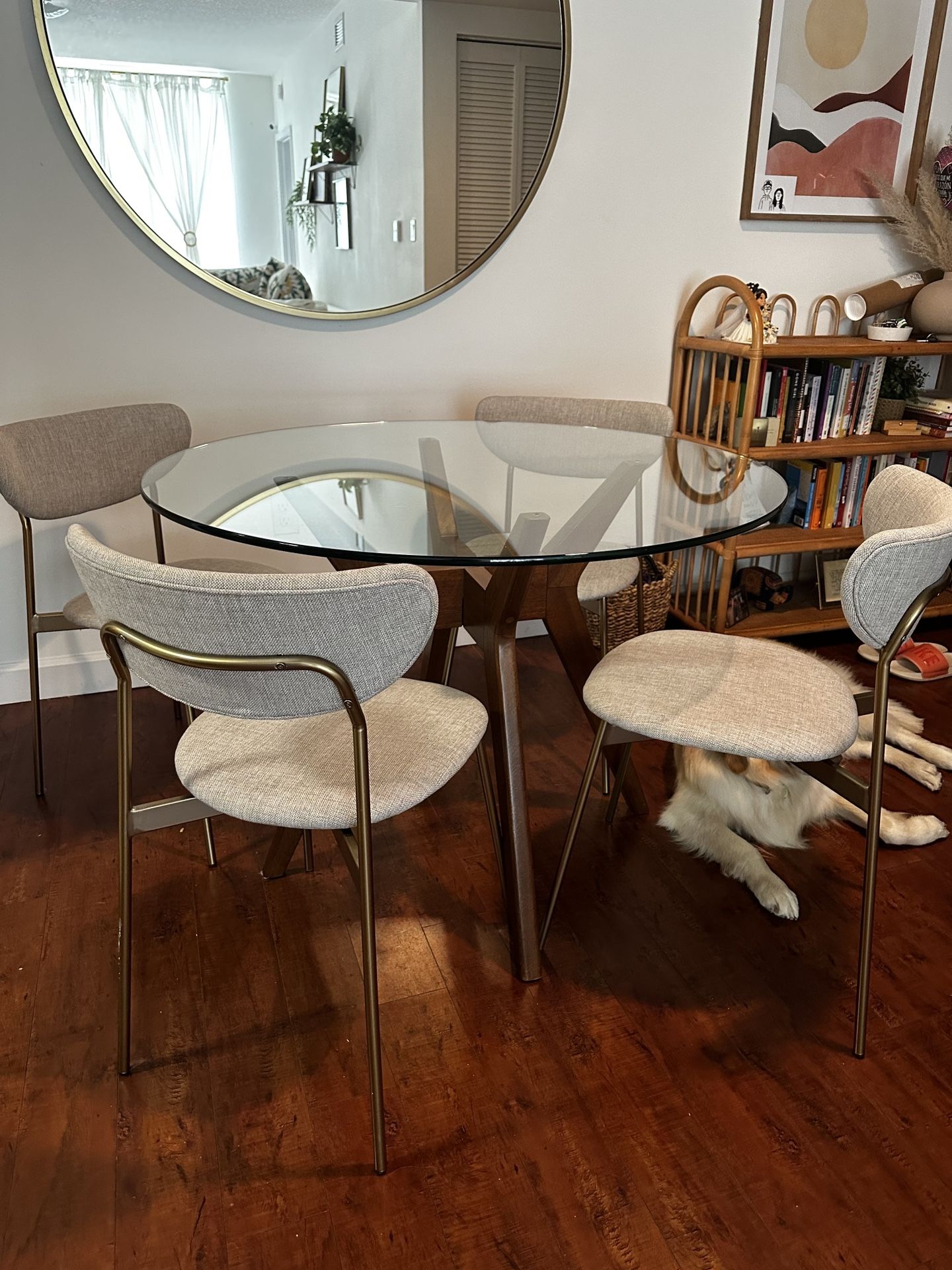 West Elm Jensen Dining Table & Mid Century Chairs