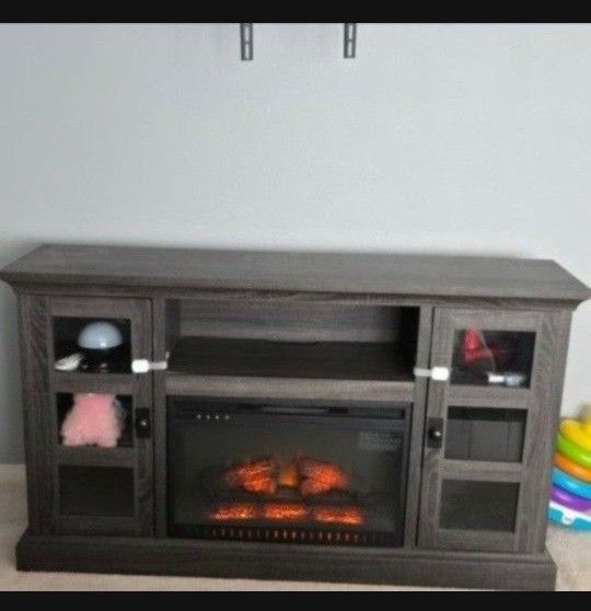 Media Console Table - Electric Fireplace