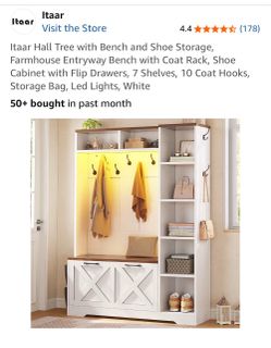 Farmhouse Entryway Hall Tree with Storage