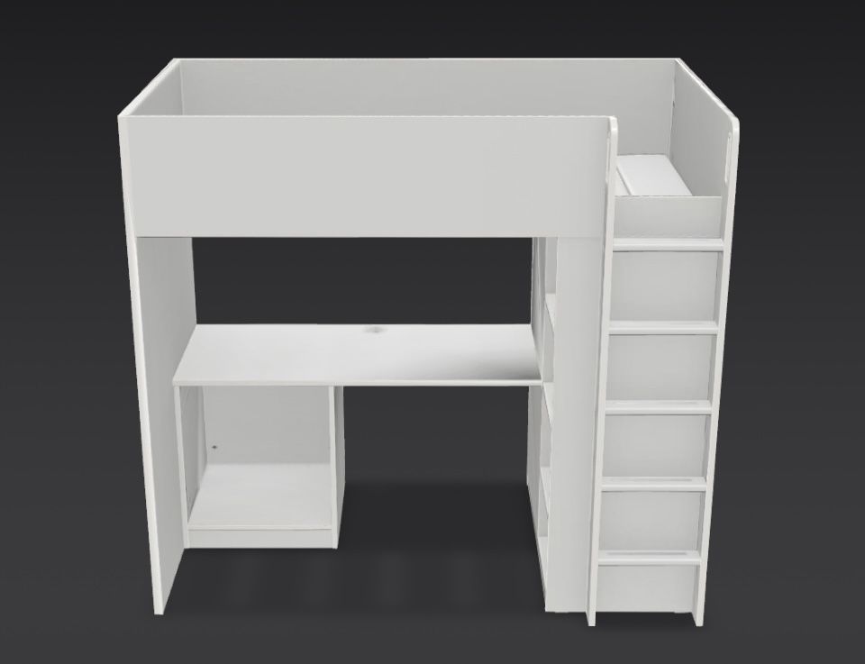 SMÅSTAD Armazón litera+escritorio+almcn, blanco, Tamaño twin/ SMÅSTAD Bunk bed frame + desk + storage, white, twin size