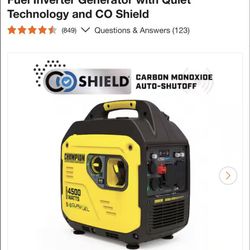 Champion 4500/3250-Watt Recoil Start Gasoline/Propane Powered Dual Fuel Inverter Generator with Quiet Technology and CO Shield like new