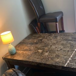 Marble Dining Table With Leather Chairs 