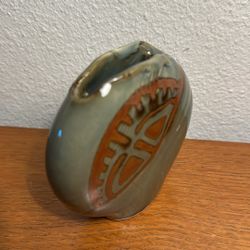 Vintage Rustic Looking Ceramic Toothpick Holder / Abstract / Stamped On Bottom 