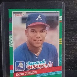 1991 Donruss Atlanta Braves Dave Justice. Error Card.