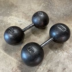 Rare Vintage 70lb YORK Globe Dumbbell Set 