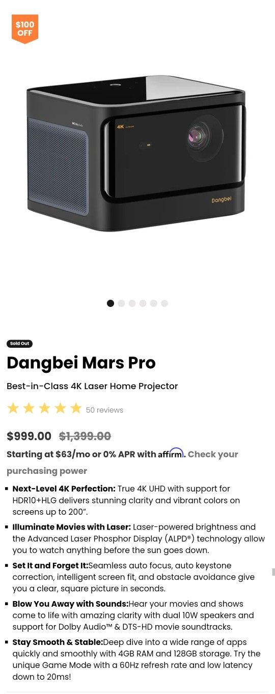 Dangbei Mars Pro 4K Projector