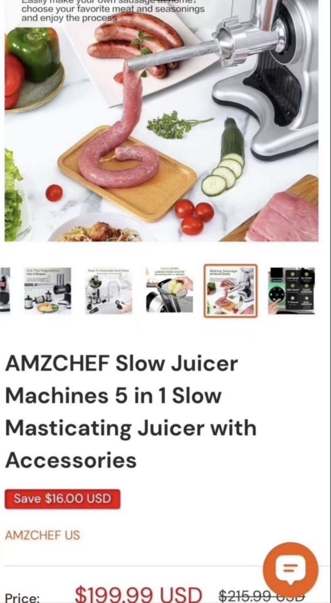 Masticating Juicer Machines, AMZCHEF 5 in 1 Slow Cold Press Juicer with Slicer/Shredder Attachment, Juice and Vegetable Extractor with Meat Grinder, S