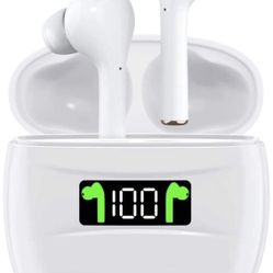 Wireless Earbuds, Bluetooth 5.0 IPX7 Waterproof Headphones with Digital Intelligence LED Display Charging Case, HD Stereo Built-in Mic in-Ear Sports E