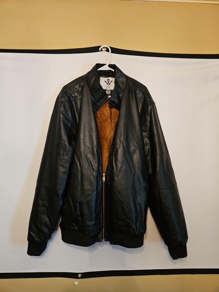 Xl Faux Leather Jacket With Fur Lining