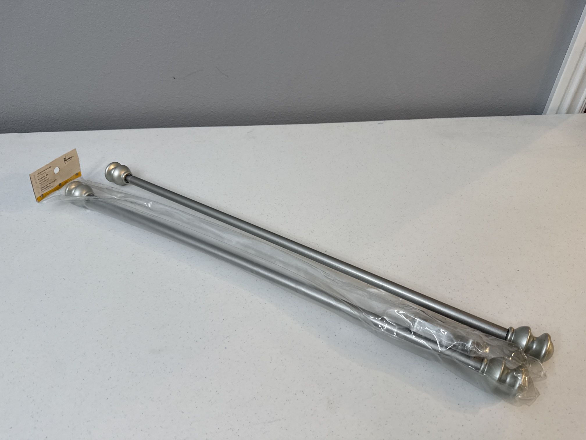 Kenney Decorative Curtain Rod Set – 28” to 48” Adjustable – Brushed Nickel