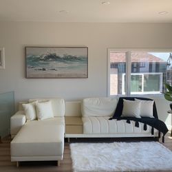 HOMARY 126” L-Shaped White Modular Sectional Sofa