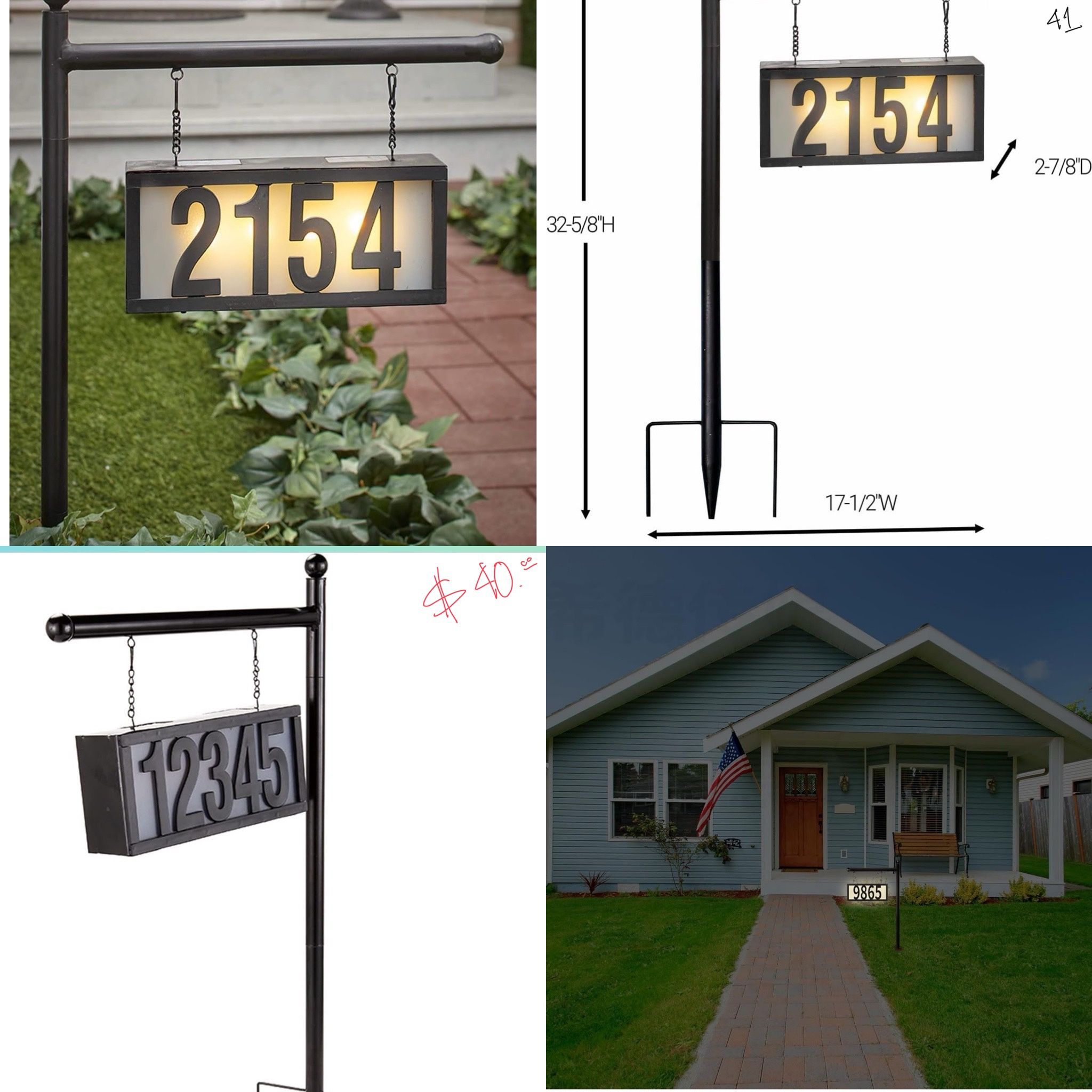 Solar Metal Address Signs for Yard 