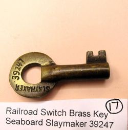 Vintage Seaboard Railroad Brass Switch Key Slaymaker Serial #39247