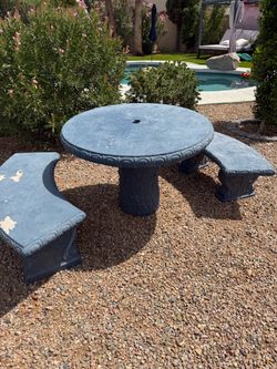 Concrete Outdoor Table and Bench Set