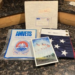 Vintage AMVETS American Flag New In box 1986