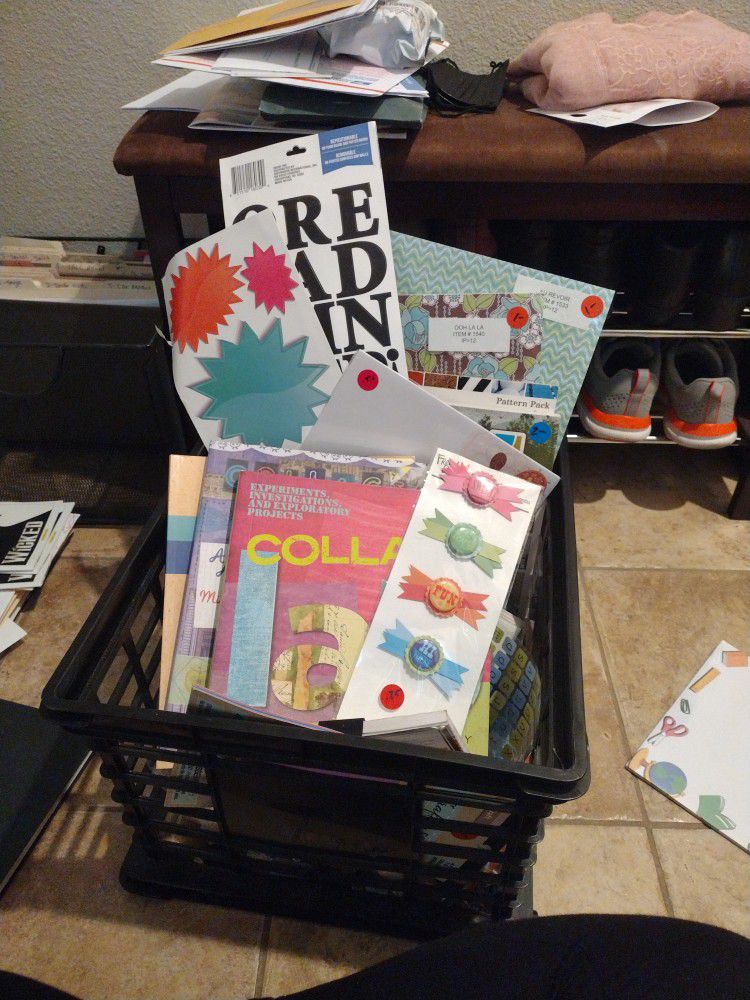 Full Crate Of Craft And Scrapbook Supplies