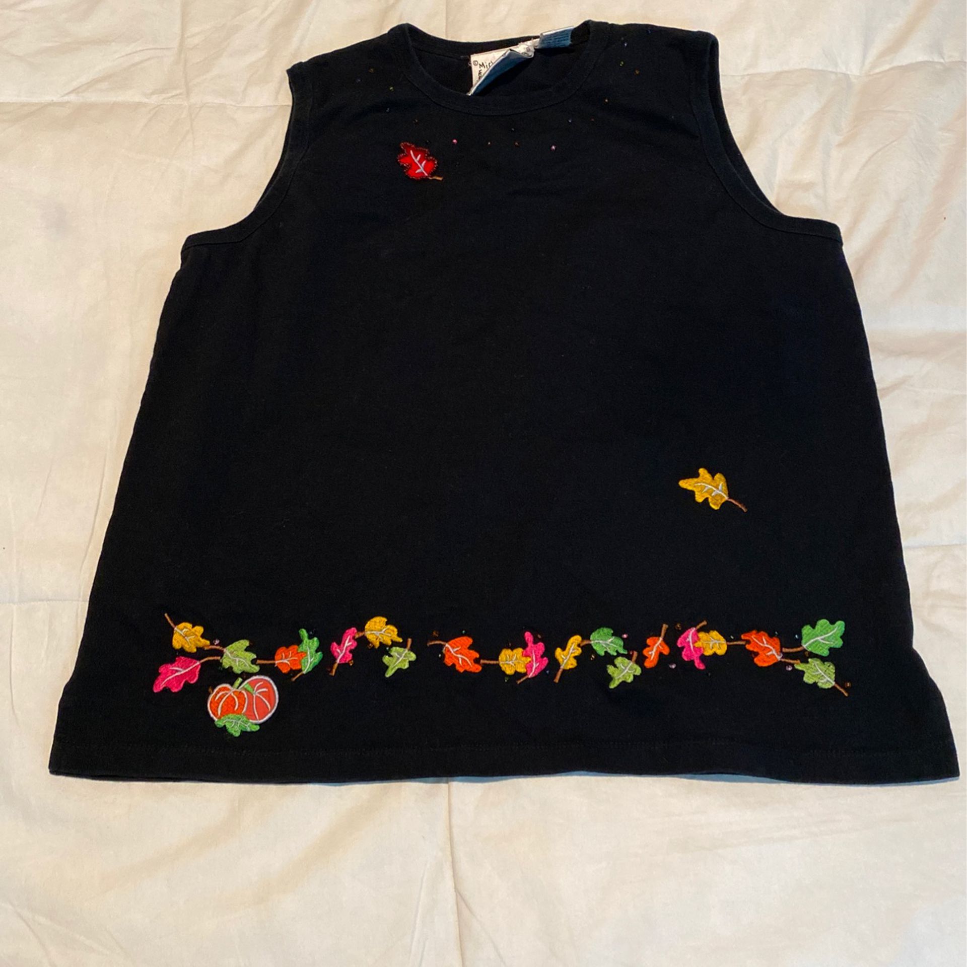 Fall Themed Embroidered Sweater Vest