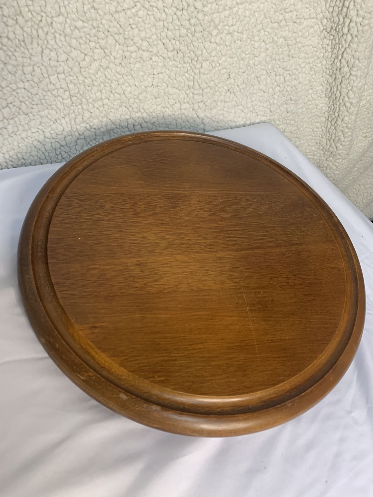Vintage Round , Wooden Display Base /brown Stand 12” Diameter / Plant Holder