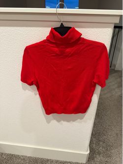 Women’s Red Short Sleeve Turtleneck Sweater