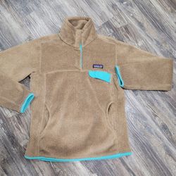 Patagonia Women's Tool T Snap Pullover Brown Jacket Sweater Fleece sz S. Great condition 