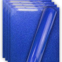 Royal Blue Glitter HTV Heat Transfer Vinyl for T-Shirt,12X 10(5 Sheets) Have 7 Packs $6 Each Or $35