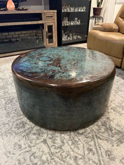 Round Drum Copper Coffee Table