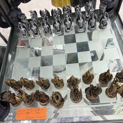 Medieval dragon castle chess set