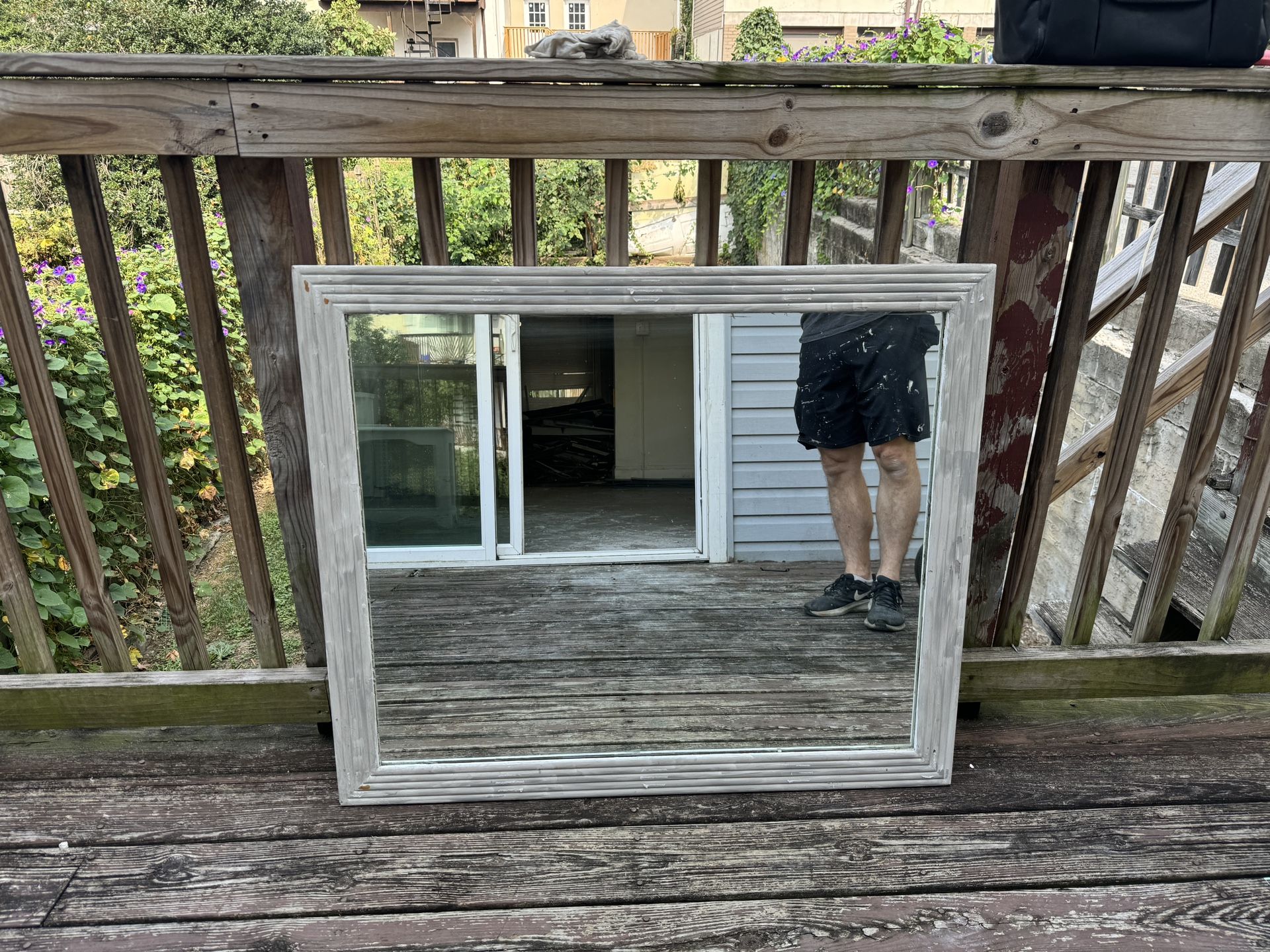 antique wooden mirror - 38 1/4” x 32 1/2”