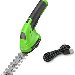 Cordless Electric Hedge Trimmer with USB-C Rechargeable Battery, Lightweight Garden Trimmer with Dual-Action Blades, Quiet Powerful Motor for Shrubs &