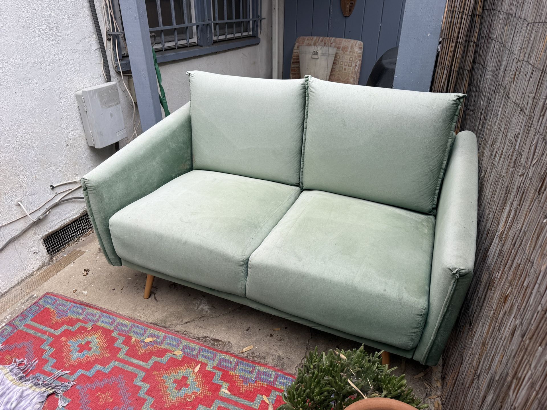 Small Green Velvet Couch – $60 | Great for Small Spaces