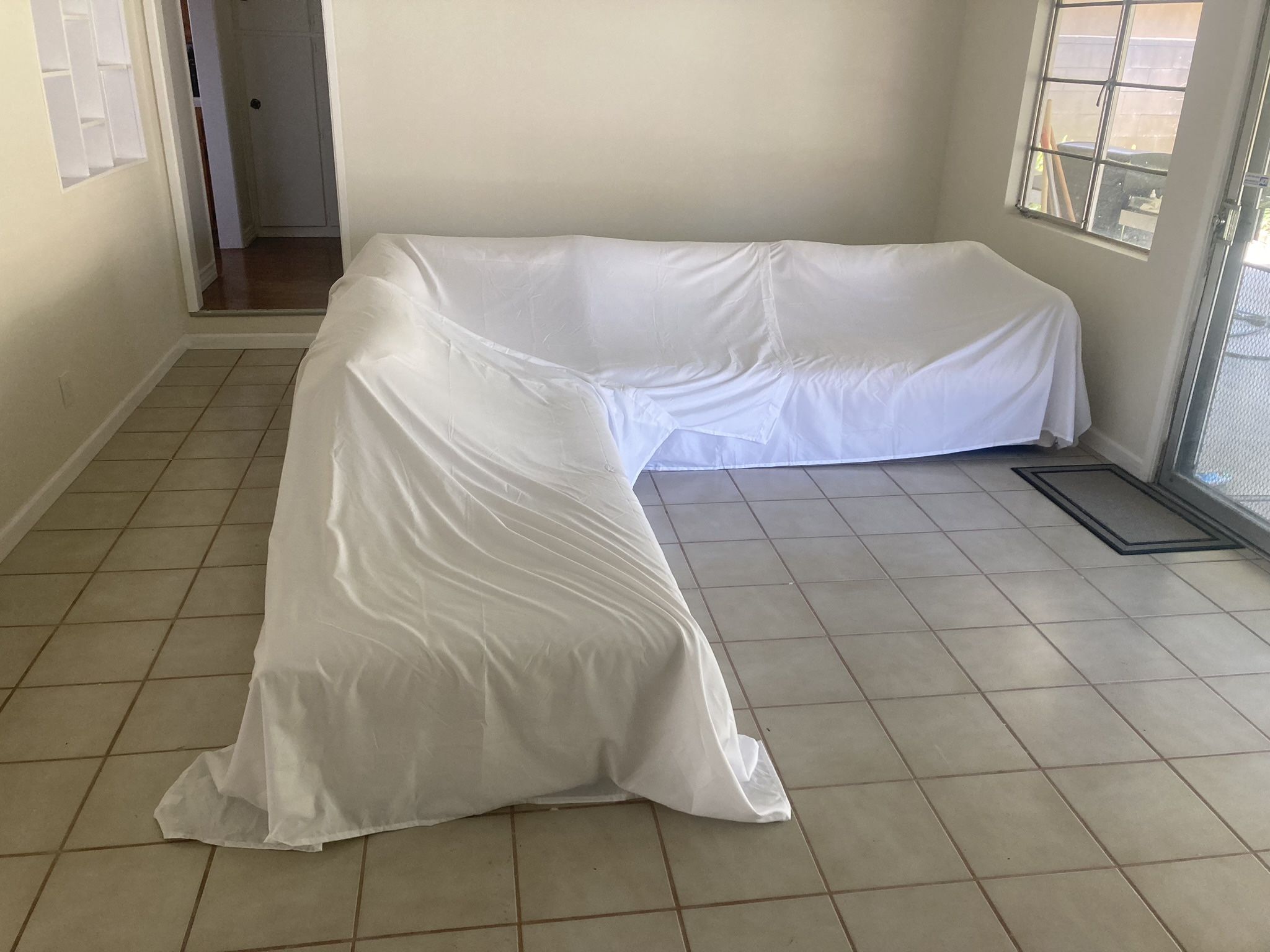 Pristine CB2 Light Cream Sofa with Chaise - Like New! for Sale in La