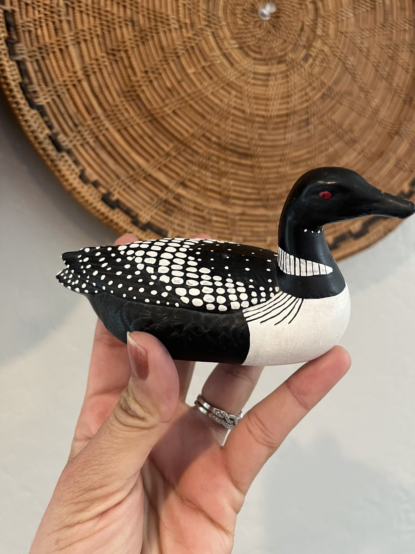 Vintage Hand Carved Wood Loon Bird • Art Sculpture, Duck, Birds