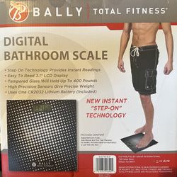 Bally Total Fitness Digital Bathroom Scale Jumbo LCD Display 400 lb. Limit Black