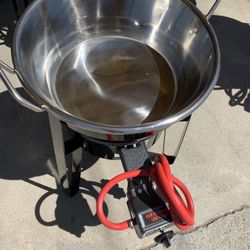 Cazo de stainless steel con vase y quemador para la casa! FreĆr las mojaras o las carnitas!