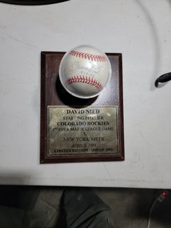 David Nied Colorado Rockies Signed Romlb Baseball Mlb Debut Plaque With Serial #