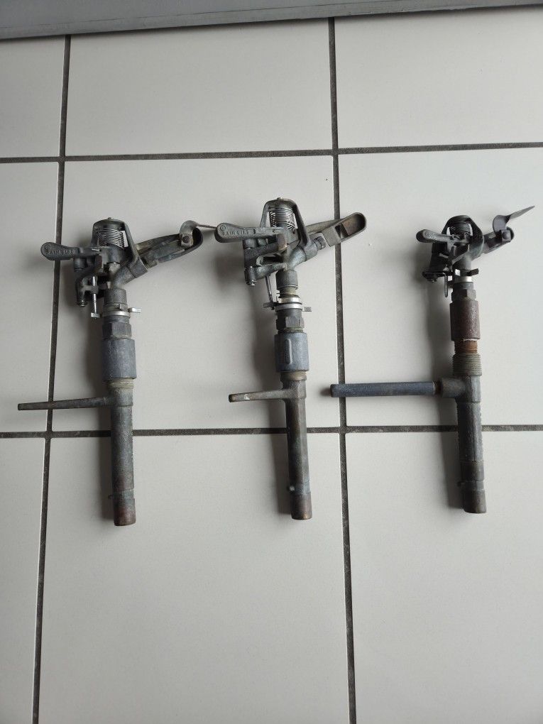 3 Used Good Working Rainbird 35 25 Brass Impact Sprinkler Heads Easily Adjustable Up To Full Circle Irrigation