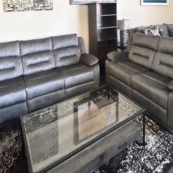 Gray Power Recliner Sofa And Loveseat 
