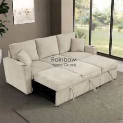 Sleeper Pull Out Sofa Bed Sectional Couch with Cup Holder